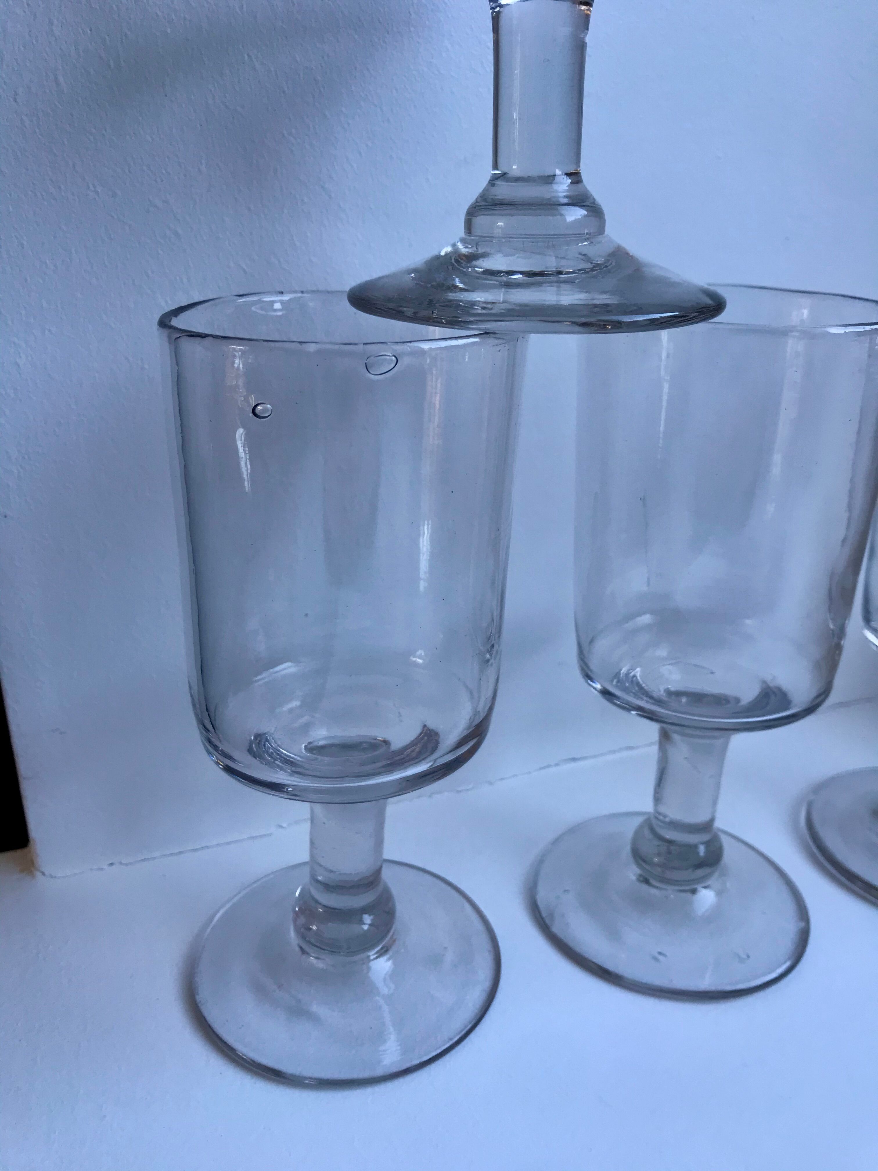 Set of 4 wine glasses in blown glass late nineteenth
