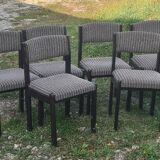 Vintage baumann chairs from the 60s upholstered. set of 6 antique chairs stamped bauman