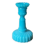 Blue opaline candle holder