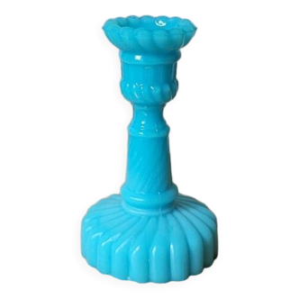 Blue opaline candle holder