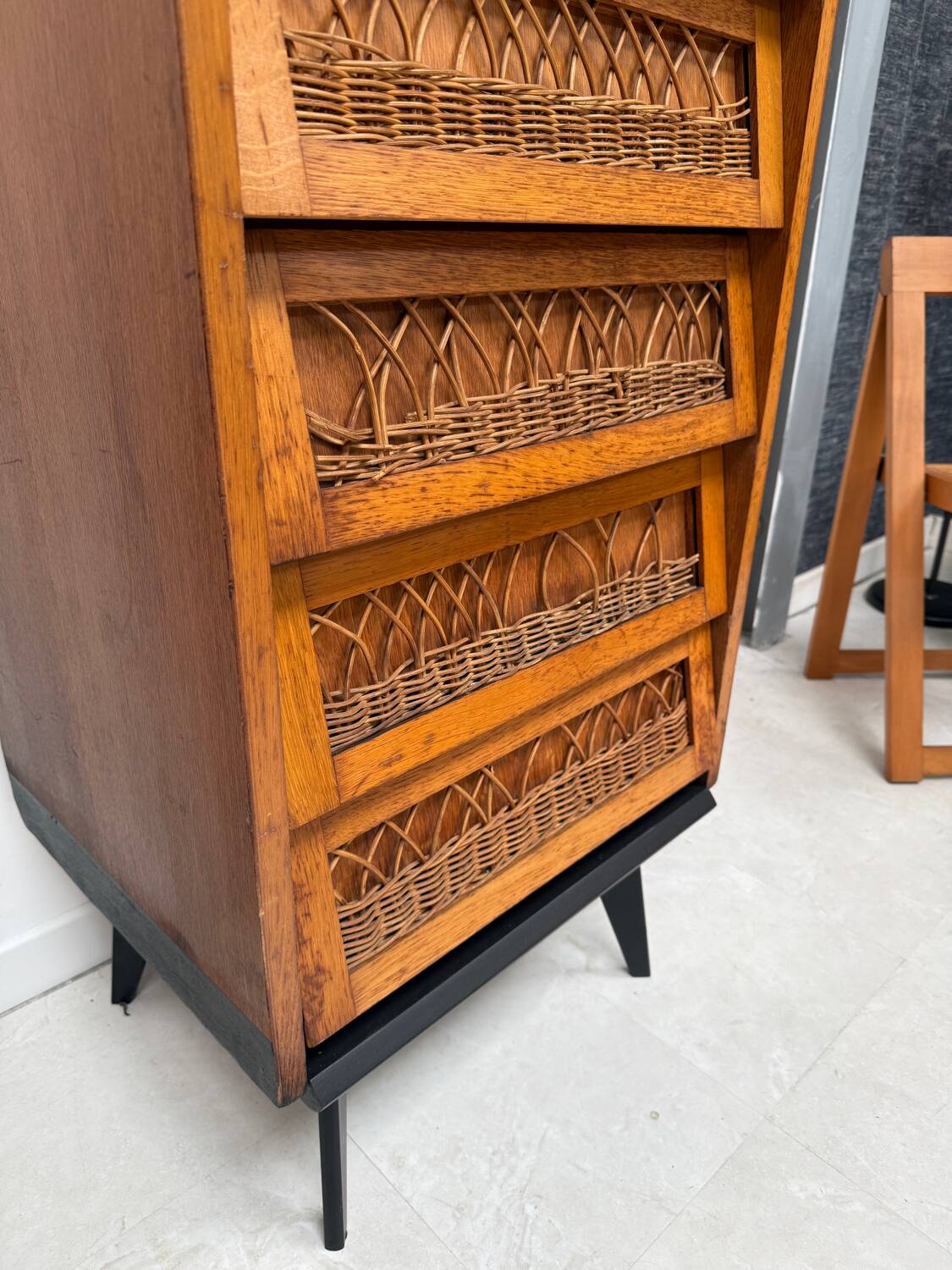 Vintage rattan chest of drawers