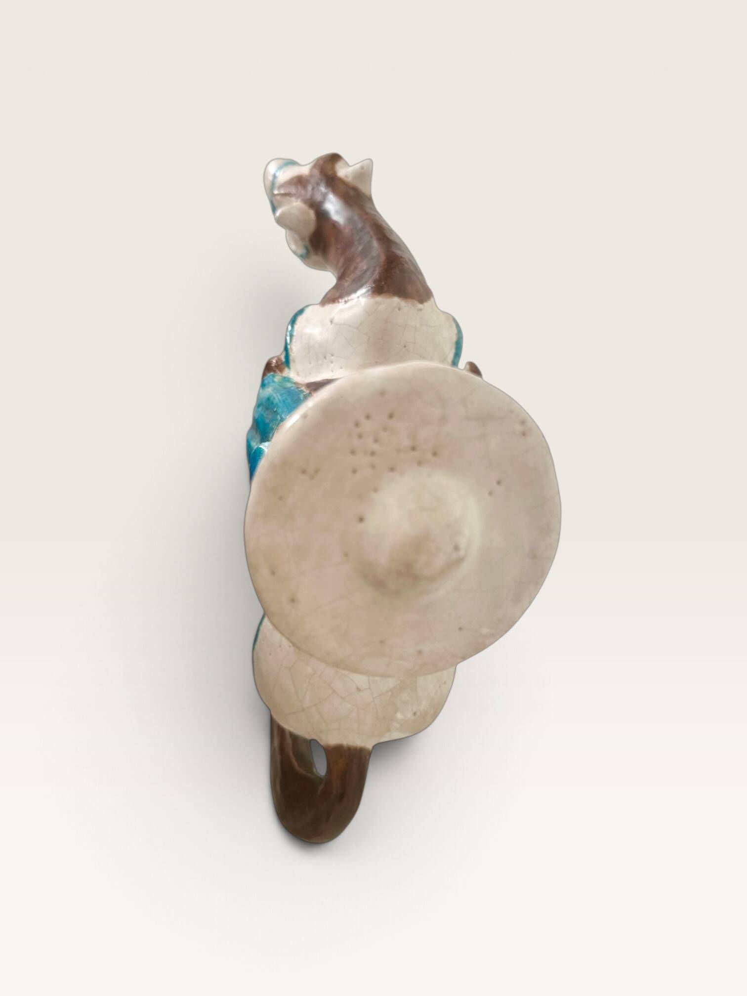 Cheval et cavalier chinois en terre cuite émaillée, XXe