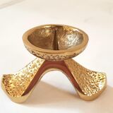Set of 5 massive bronze brutalist candlesticks 1980