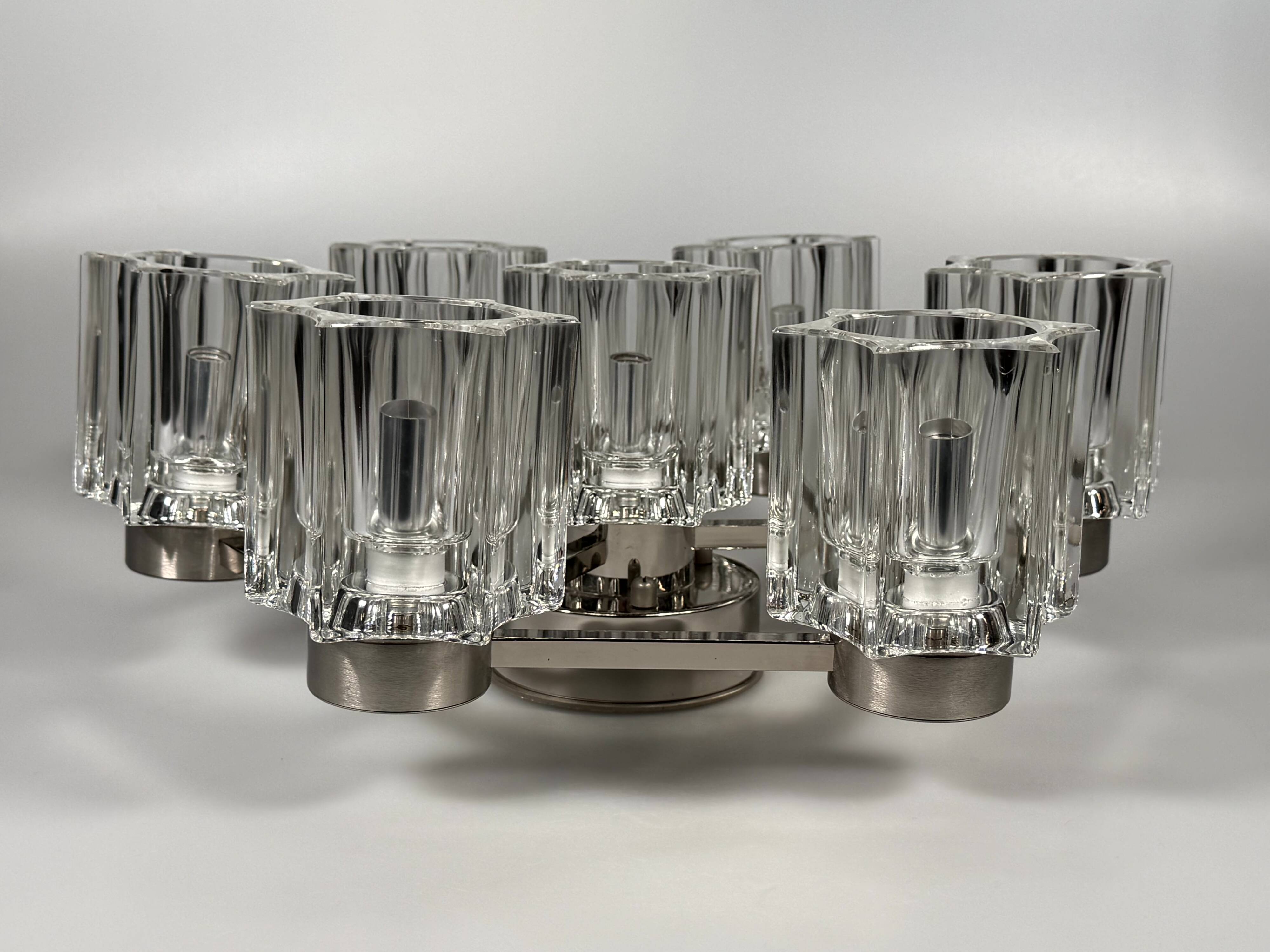 1960s 1970s Ceiling or Wall Lamp German Ice Glass Space Age Design