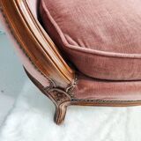 Pink velvet bench