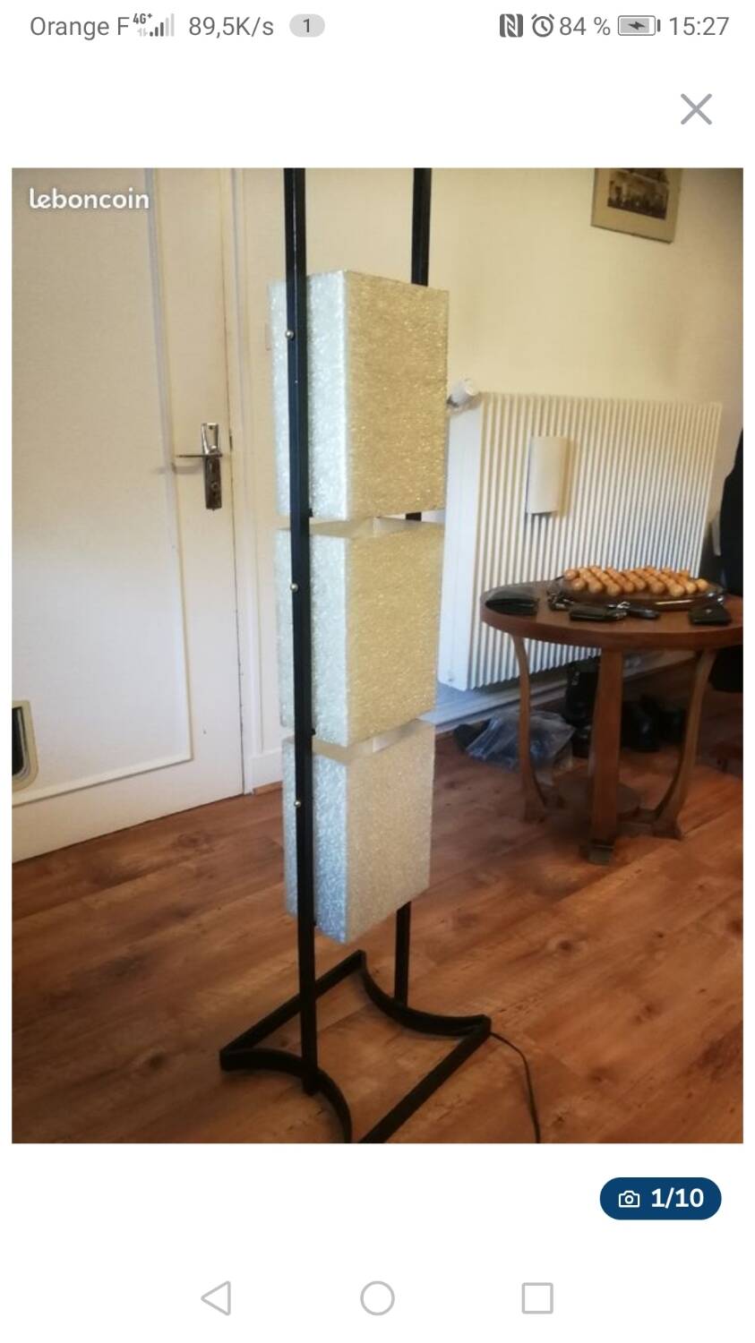 Vintage Arlus totem floor lamp from the 1950s, made of steel and plexiglass.