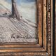 Vintage original Scandinavian harbor oil painting