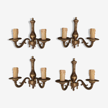 Set of 4 bronze wall lamps