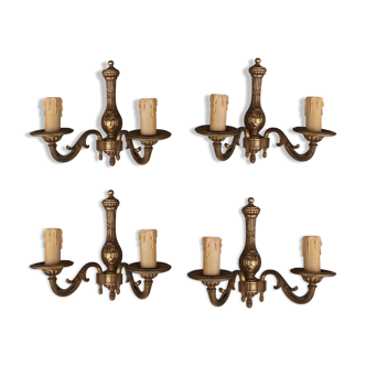 Set of 4 bronze wall lamps