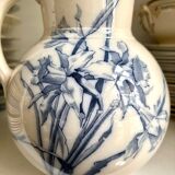 Sarreguemines pitcher, iron earthenware jug, "Narcissus" service