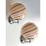 Set of Two Contemporary Amber and Pink "Rods" Murano Glass Wall Sconces