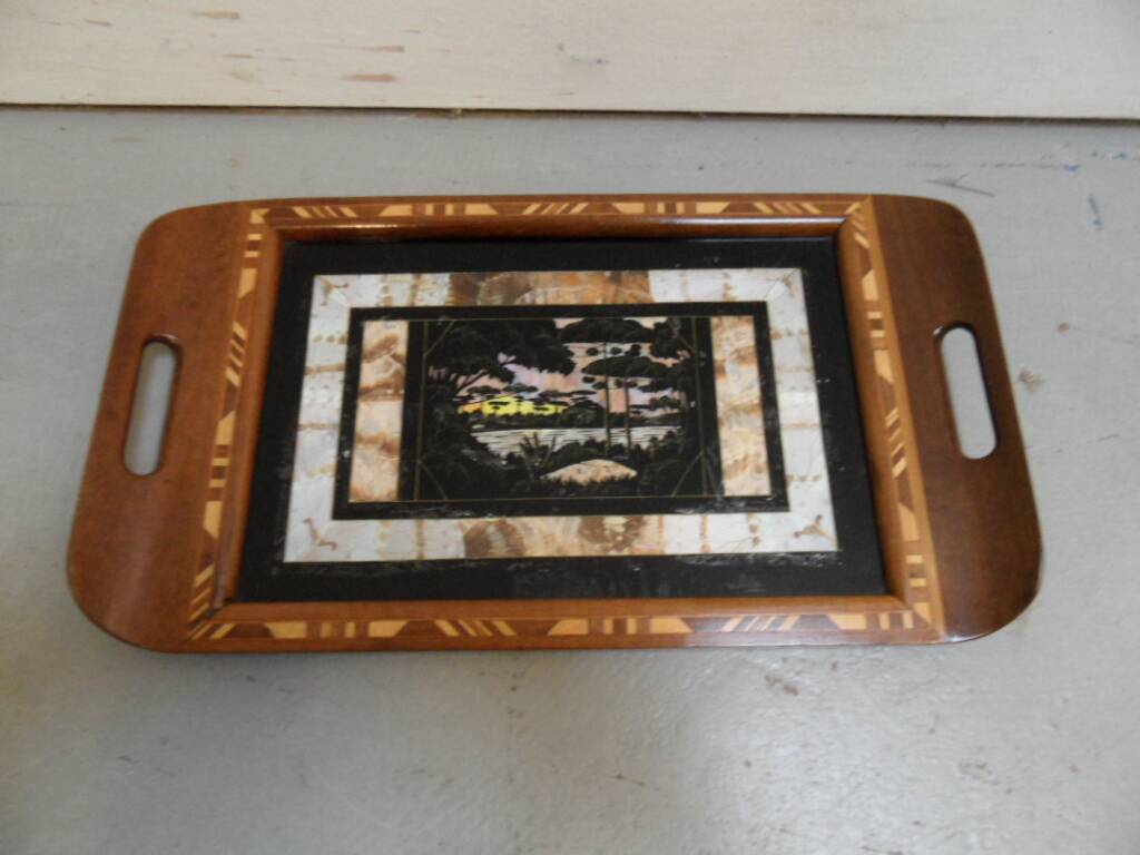 Vintage mahogany tray with inlay