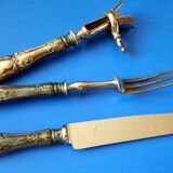 Napoleon III leg of lamb service, silver handle, stainless steel blade