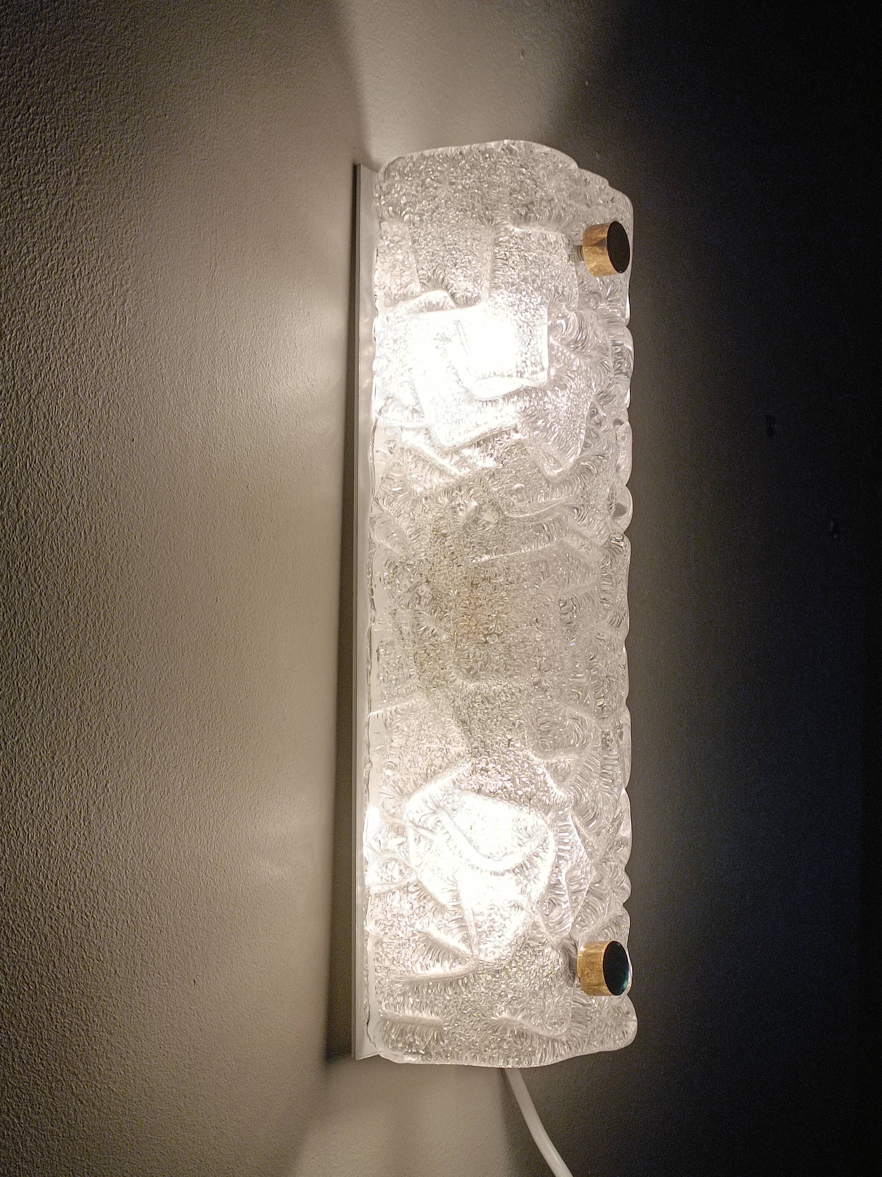 Ice Glass wall light by Carl Fagerlund for Orrefors 1960s