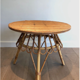 Round rattan coffee table