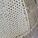 Turned wood lamp and macramé lampshade
