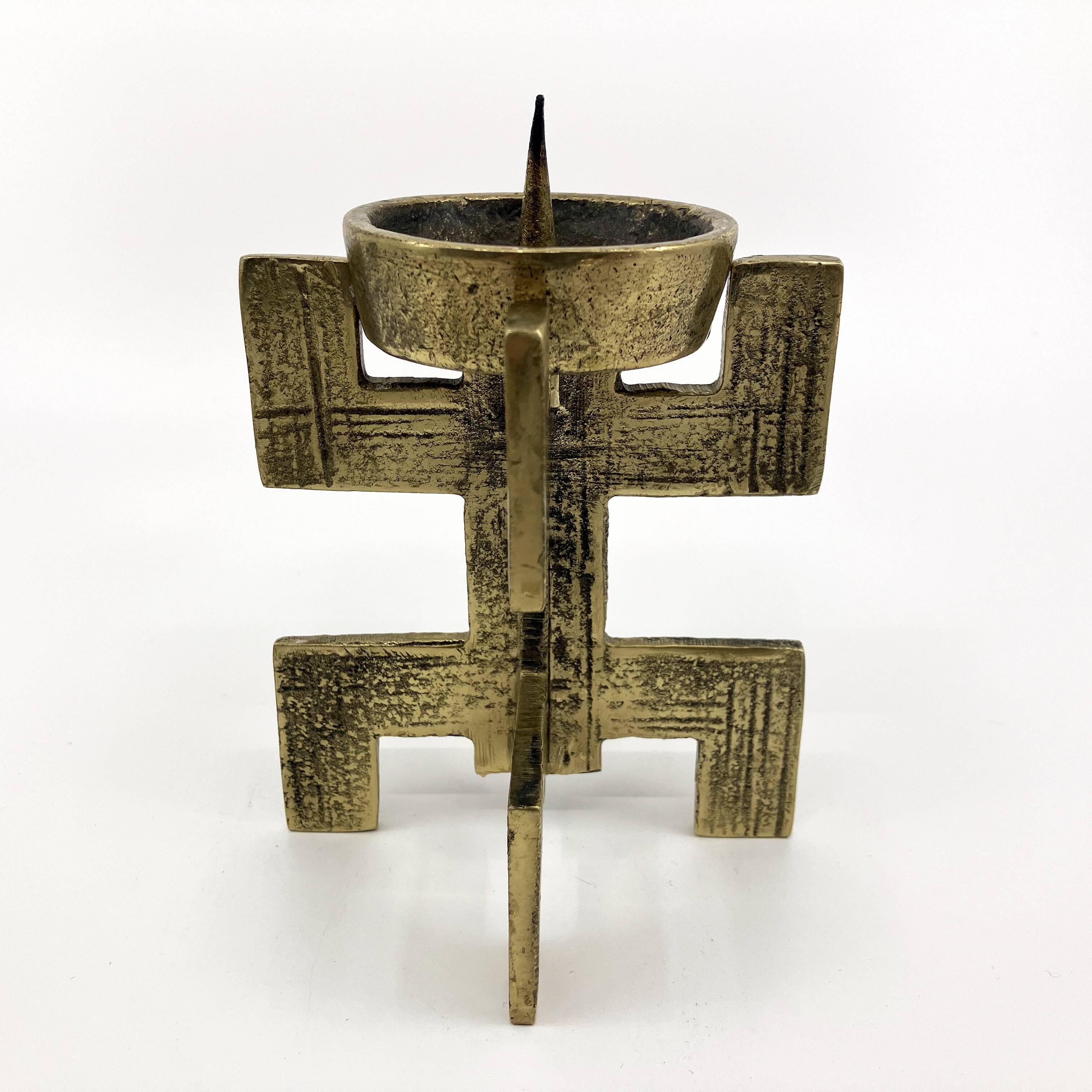 Brutalist candlestick • Austria • Brass • 1970