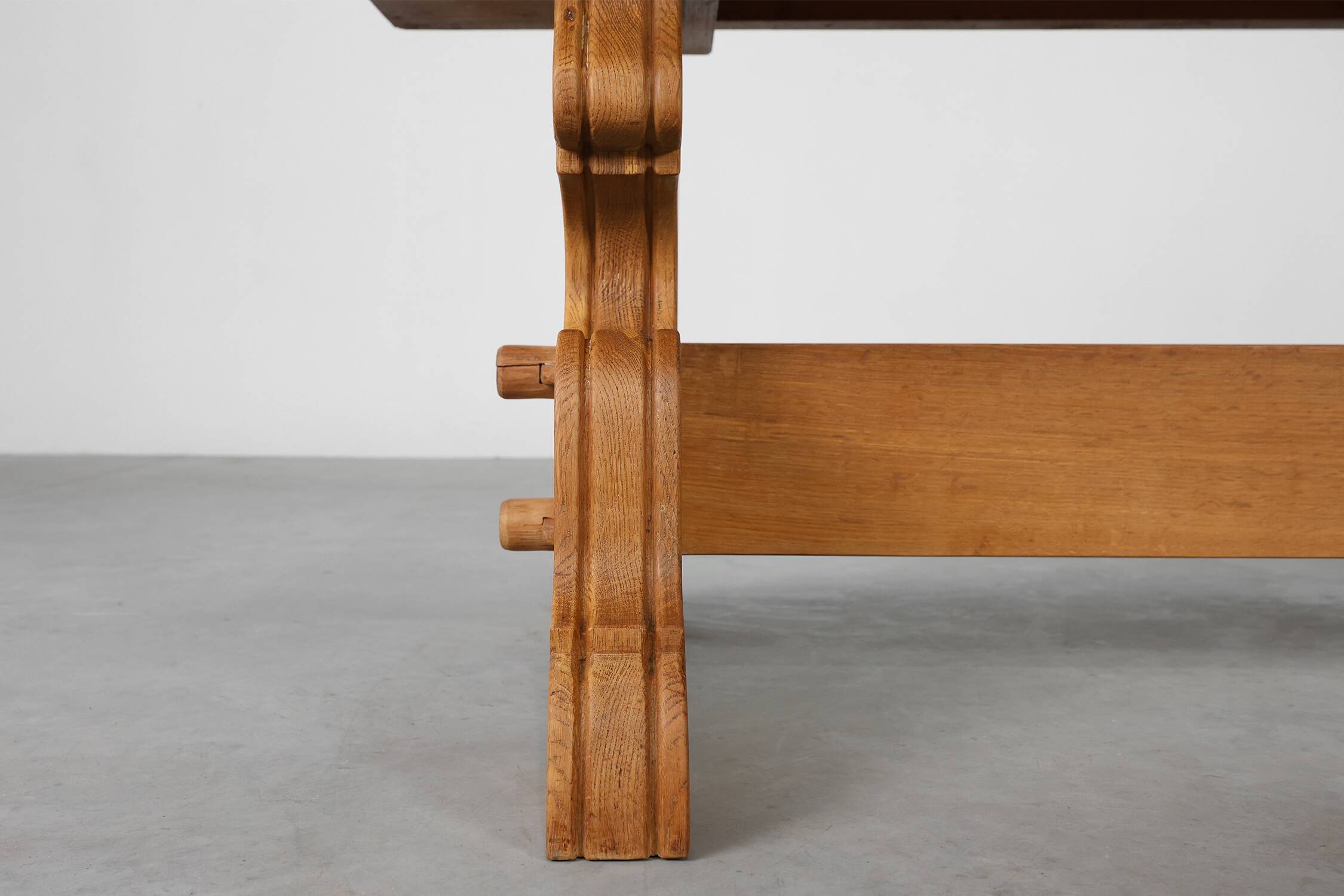 Mid‑20th‑Century Rustic Oak Dining Table, France 1960s