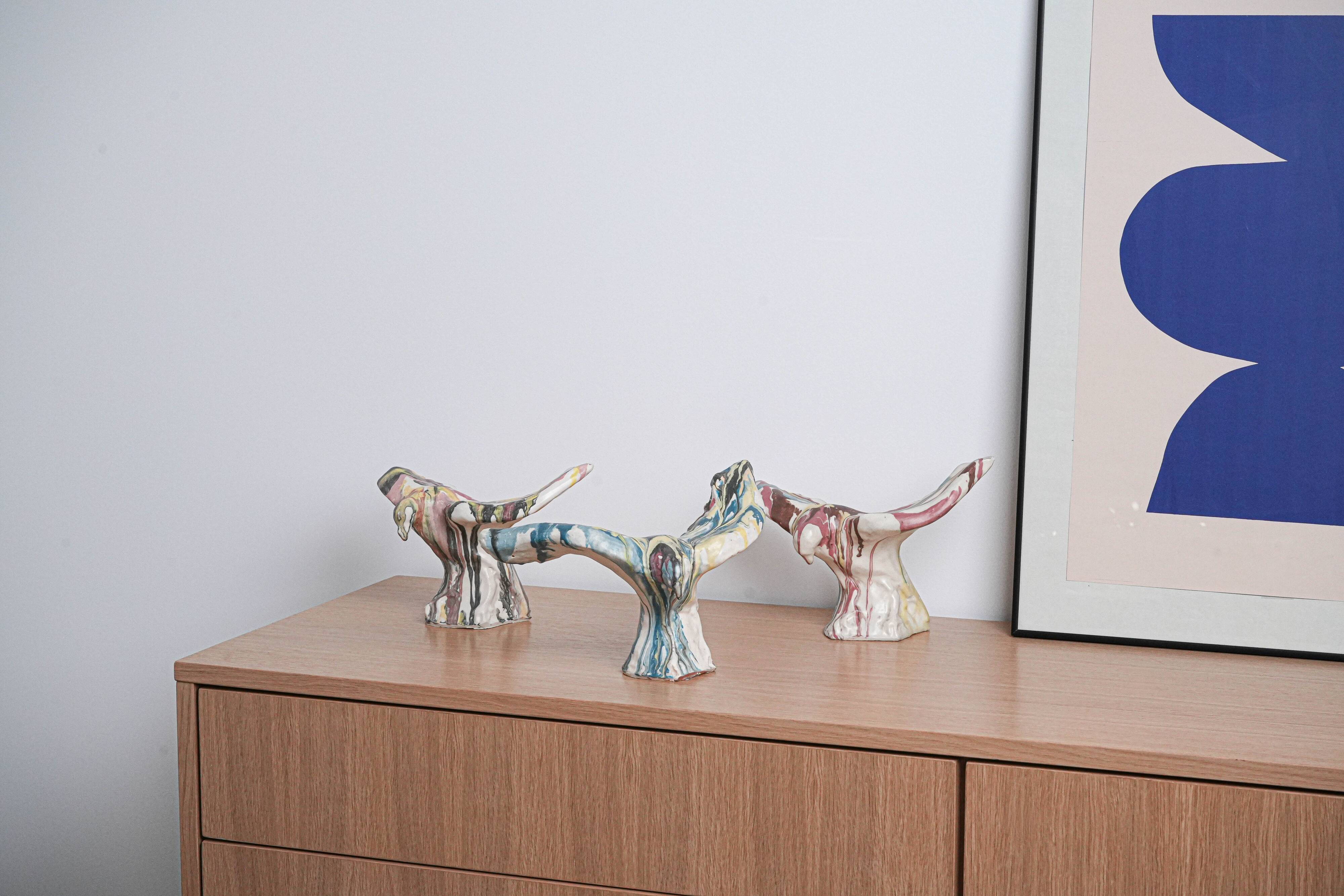 Ceramic bird sculpture, Italian design, 1970s, manufacturer: F. Ferroni