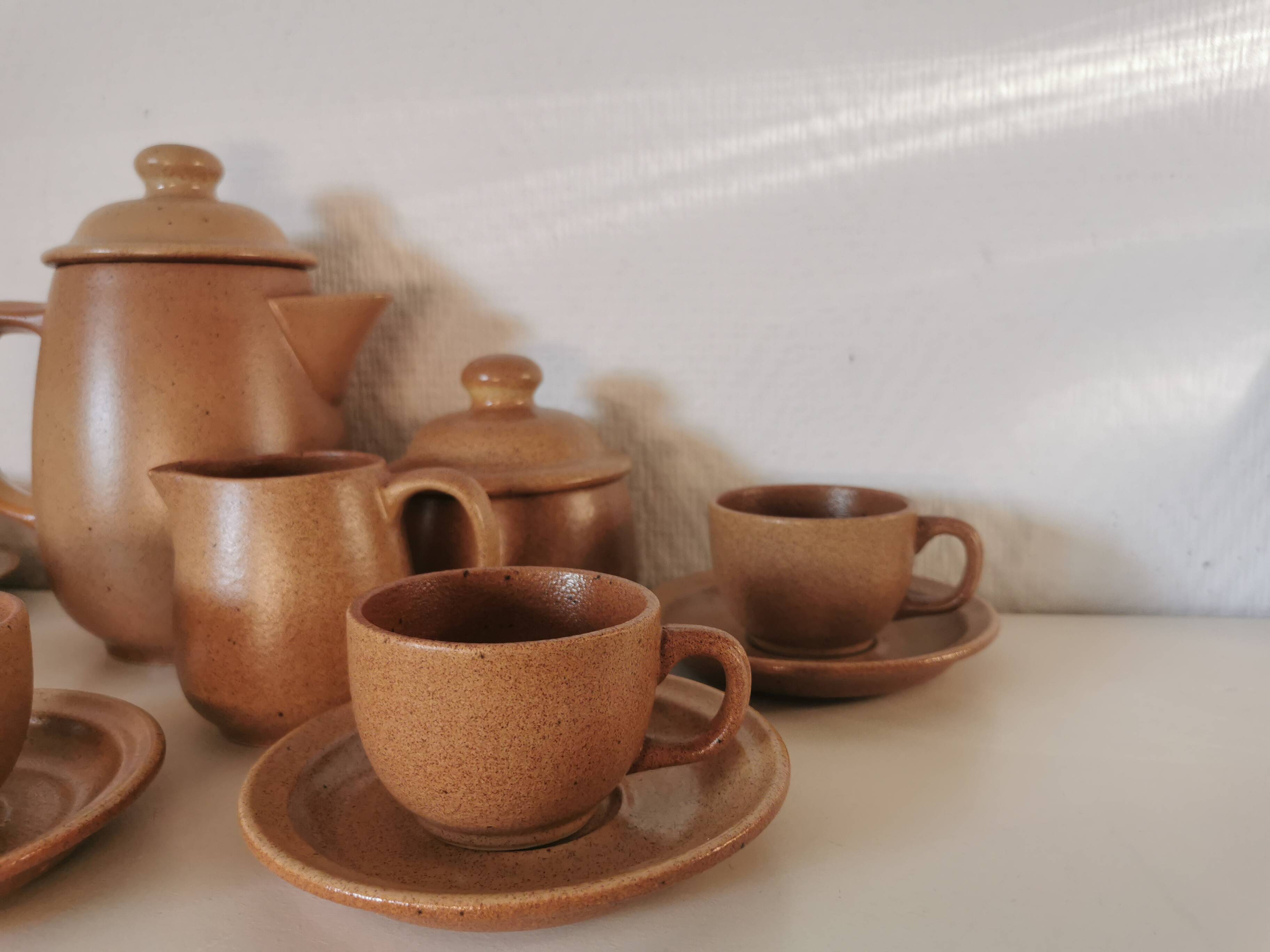 brown stoneware coffee set from the 70s