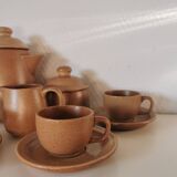 Service à café en grès marron, années 70