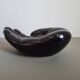 Vintage 1970s black ceramic hand-shaped trinket dish, retro decorative sculpture, centerpiece, home decor, soap dish
