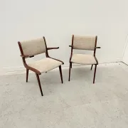 Chaise avec accoudoirs en teck et tissu, 1950