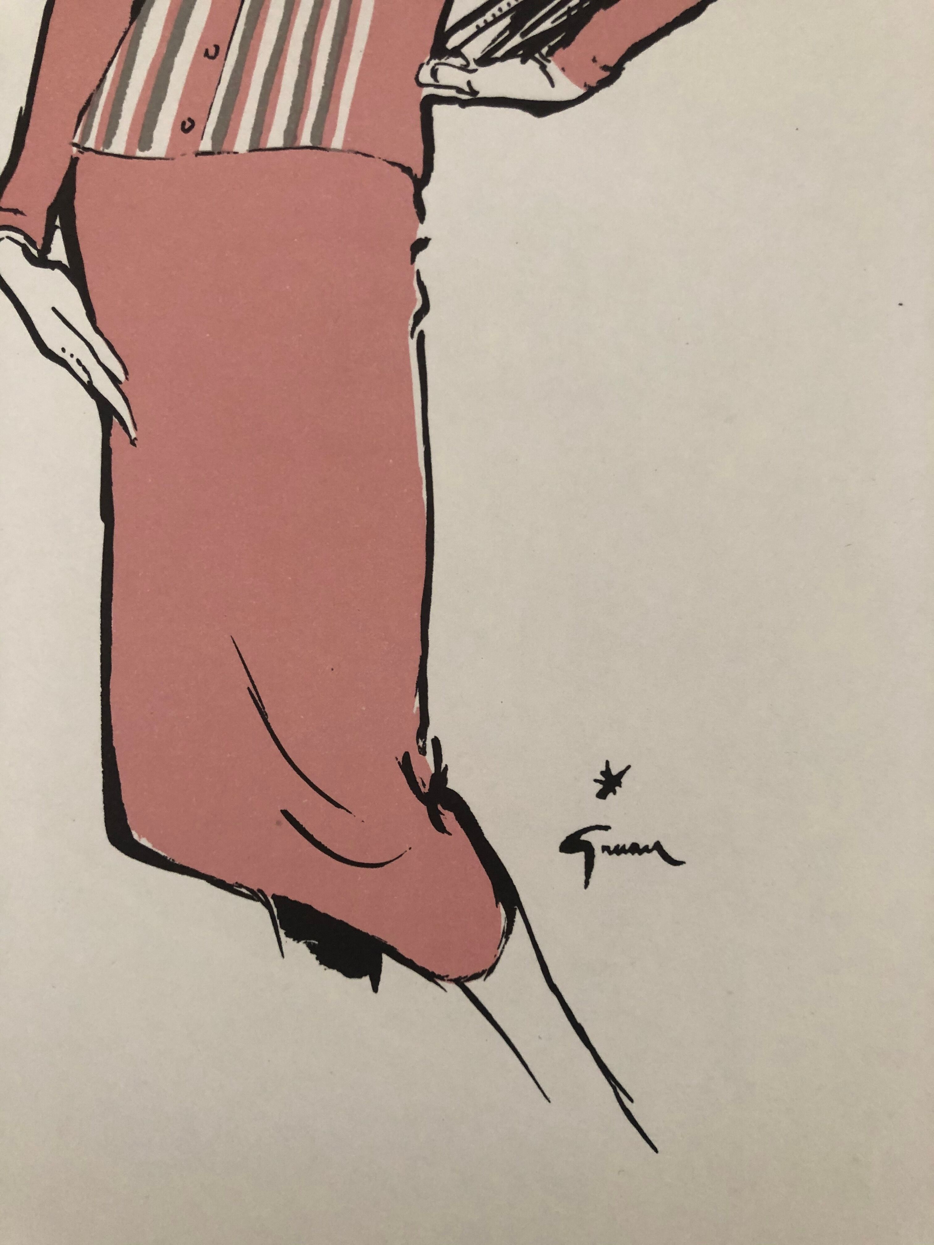 Illustration de mode 1957 par René Gruau