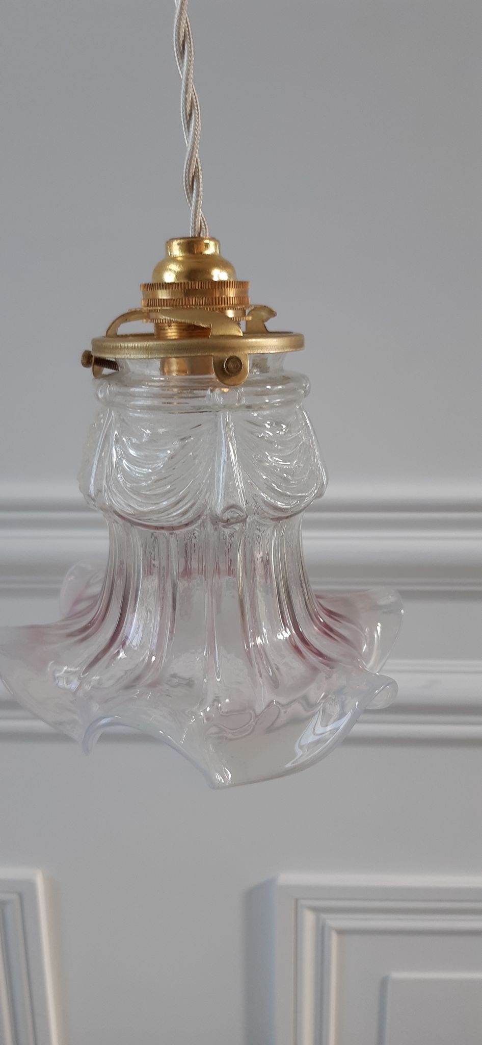 Suspension lampe tulipe ancienne début XXème