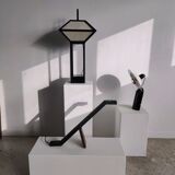 Japanese lamp in black lacquered wood and rice paper H:75cm