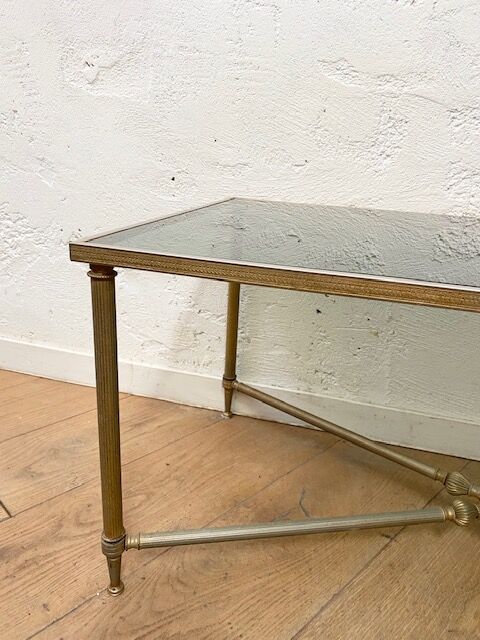 Glass and brass coffee table