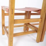 Set of 6 chairs in elm and leather Maison Regain edition