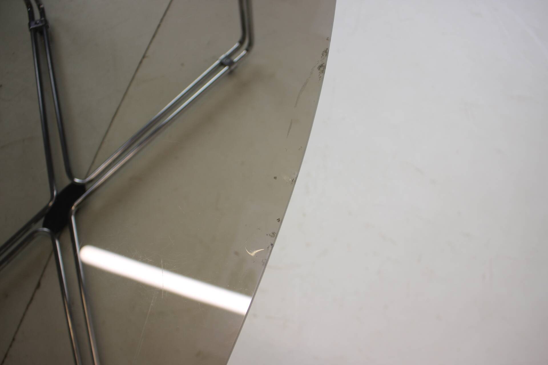 Midcentury Chrome and Glass Dining Table, Italy, 1970s