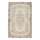 6x9 Vintage Ivory & Pastel Yellow Handmade Wool Persian Area Rug,169x259 Cm