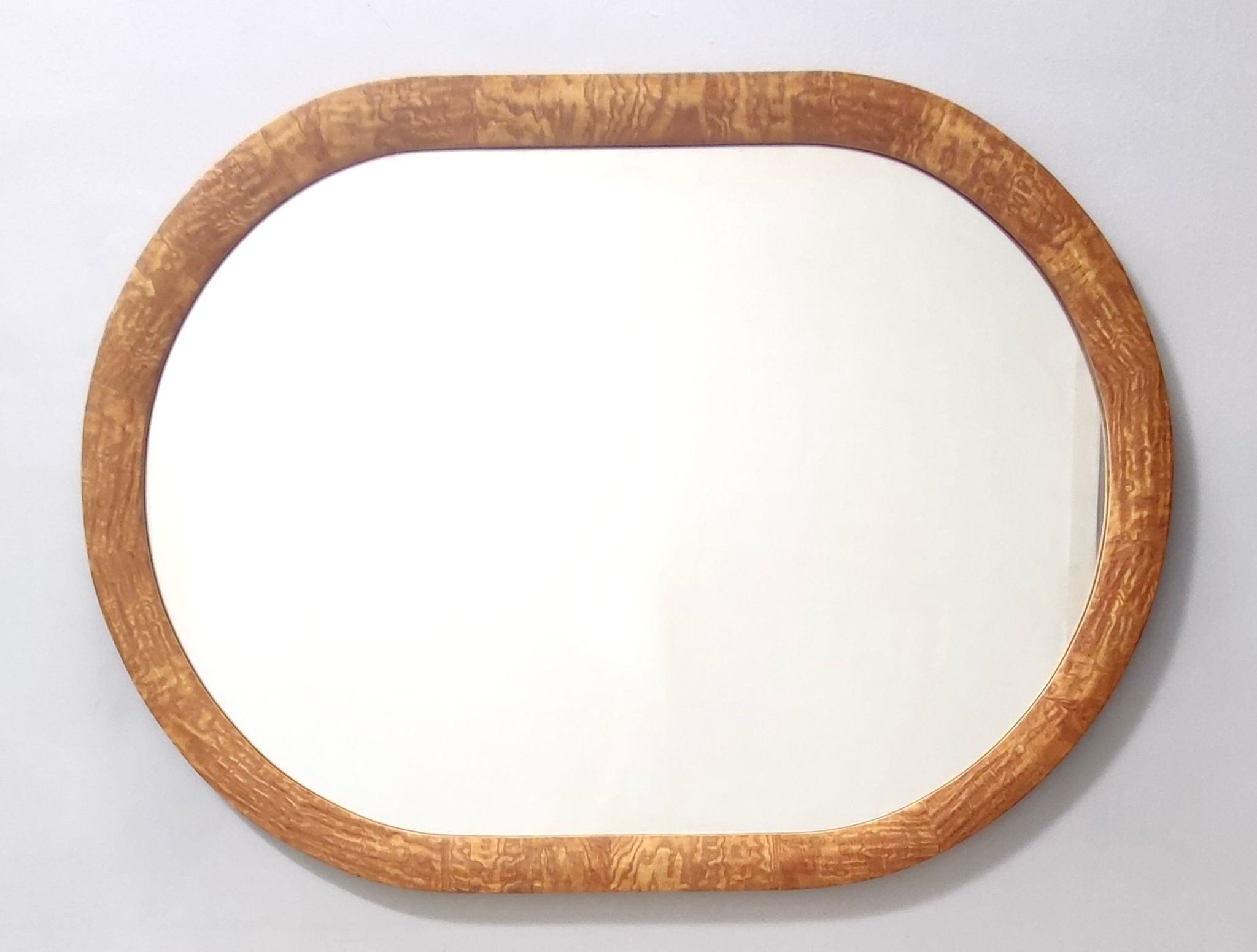 Oval Vintage Wall Mirror with Ash Root Frame, Italy