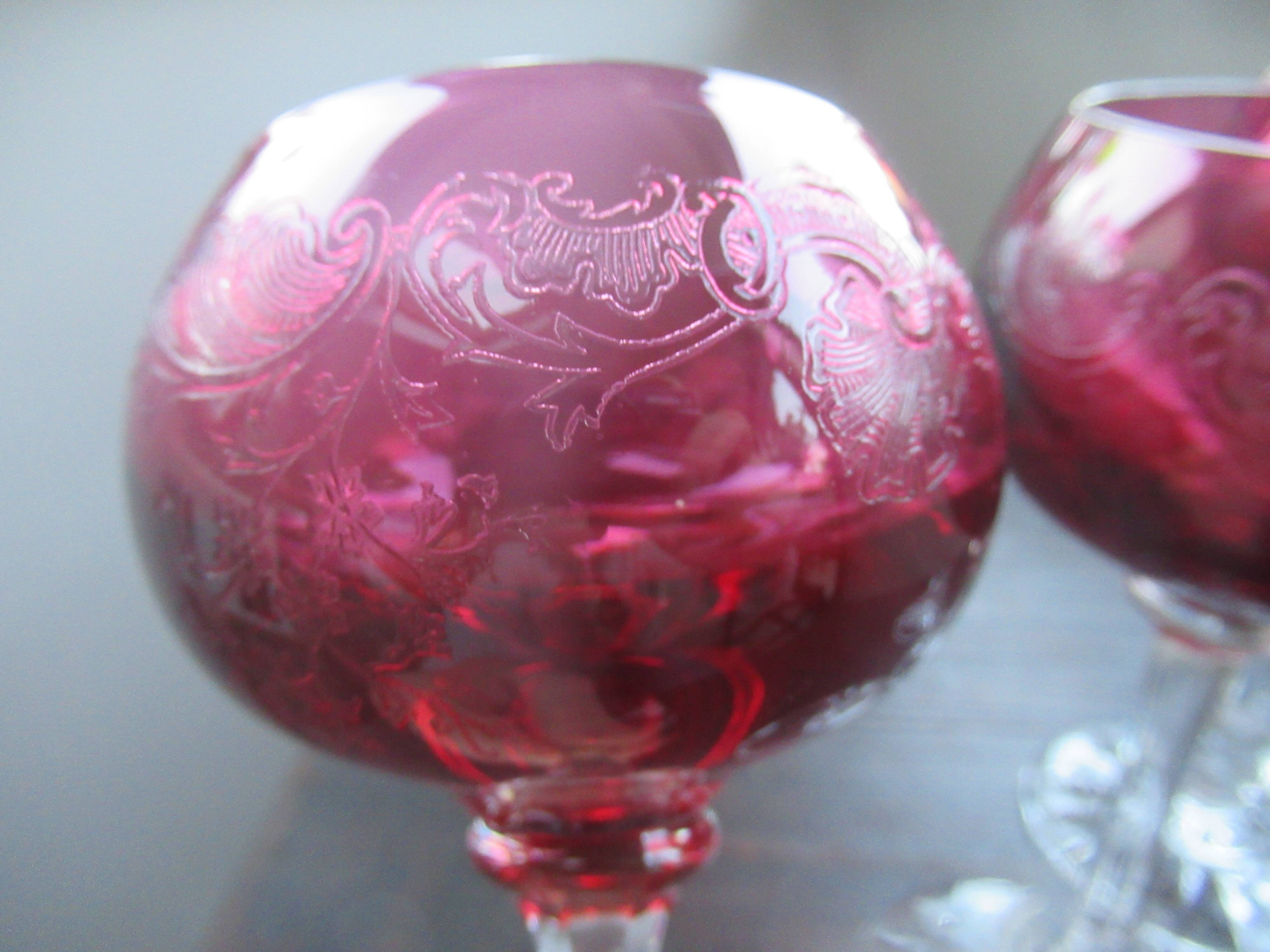 set of 4 cut glasses color crystal Saint Louis