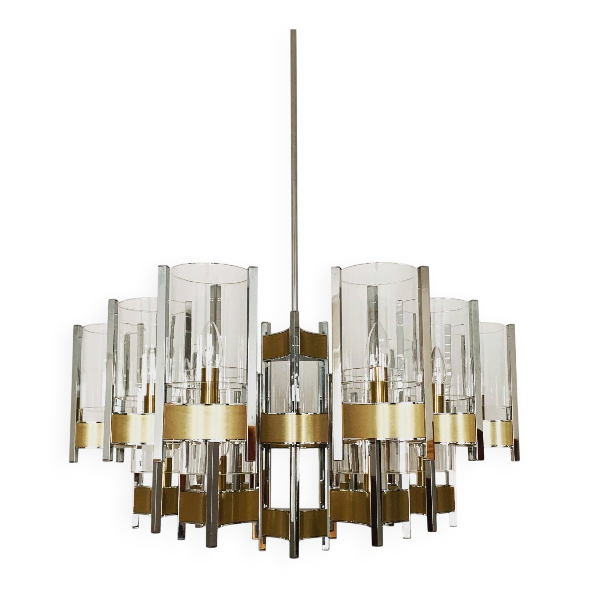 Lustre brutaliste italien par Gaetano Sciolari