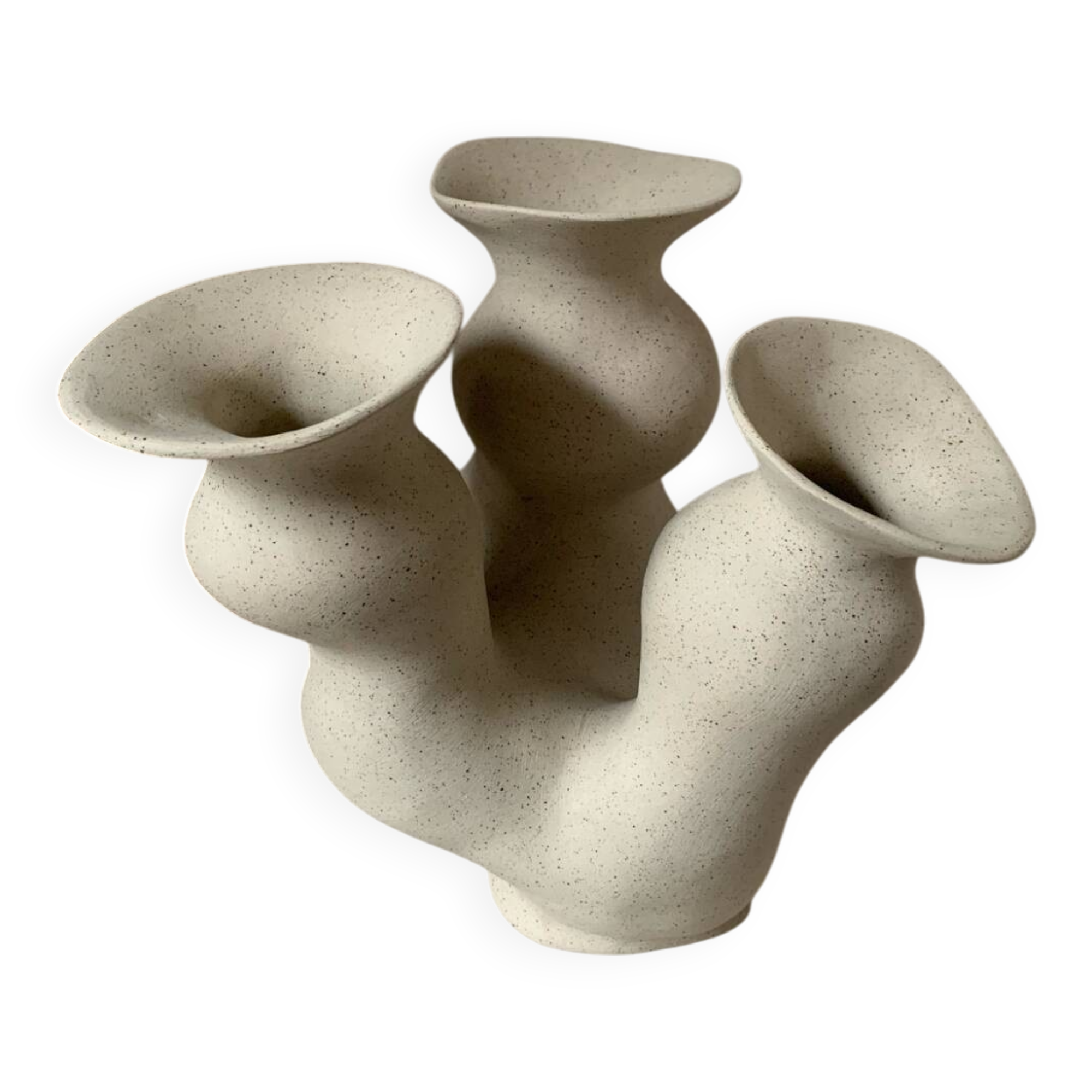 Organic-shaped vase in pyritic stoneware.