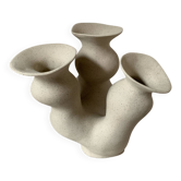Organic-shaped vase in pyritic stoneware.