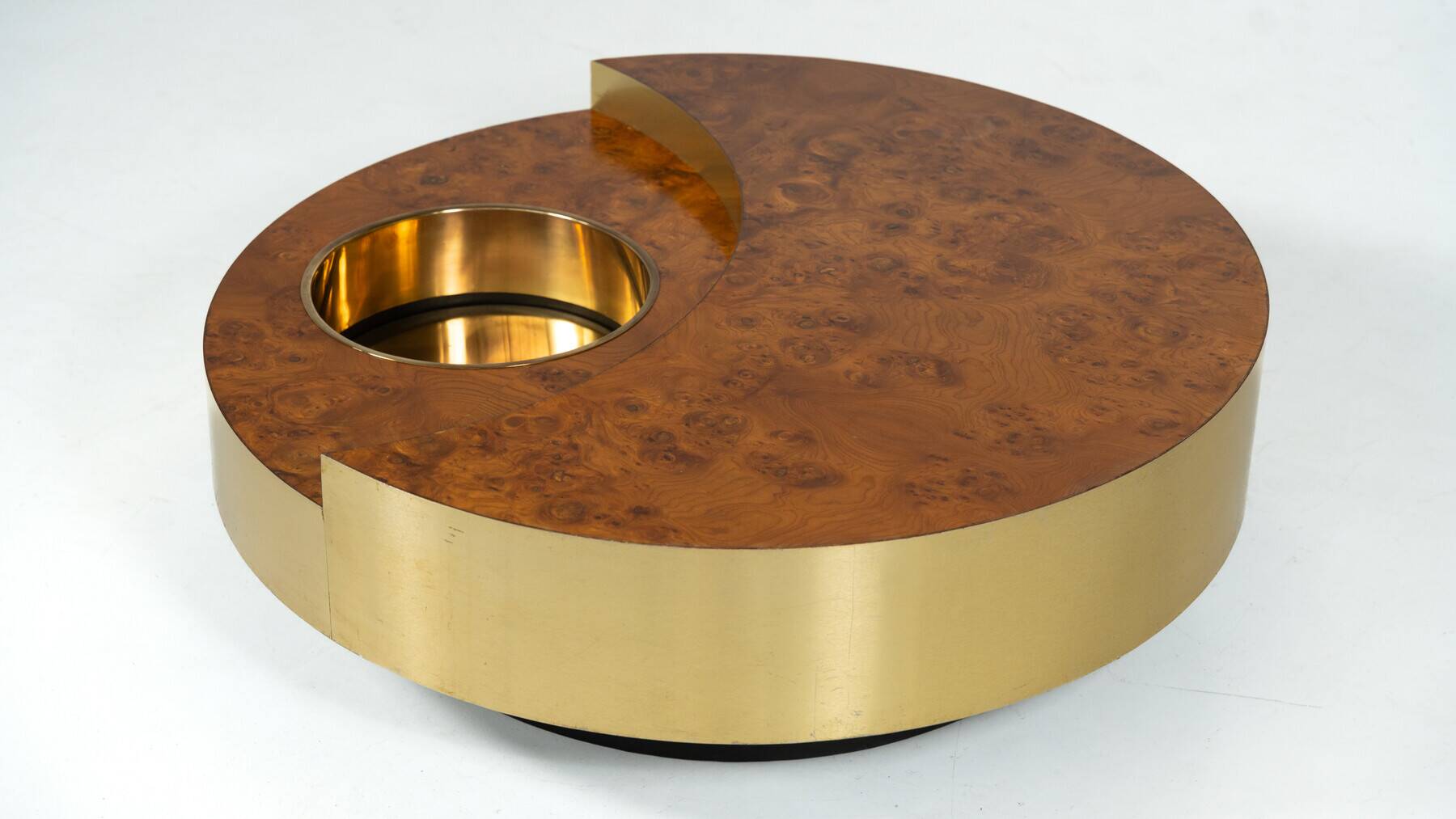 Trg" circular coffee table with bar by willy rizzo, 1970