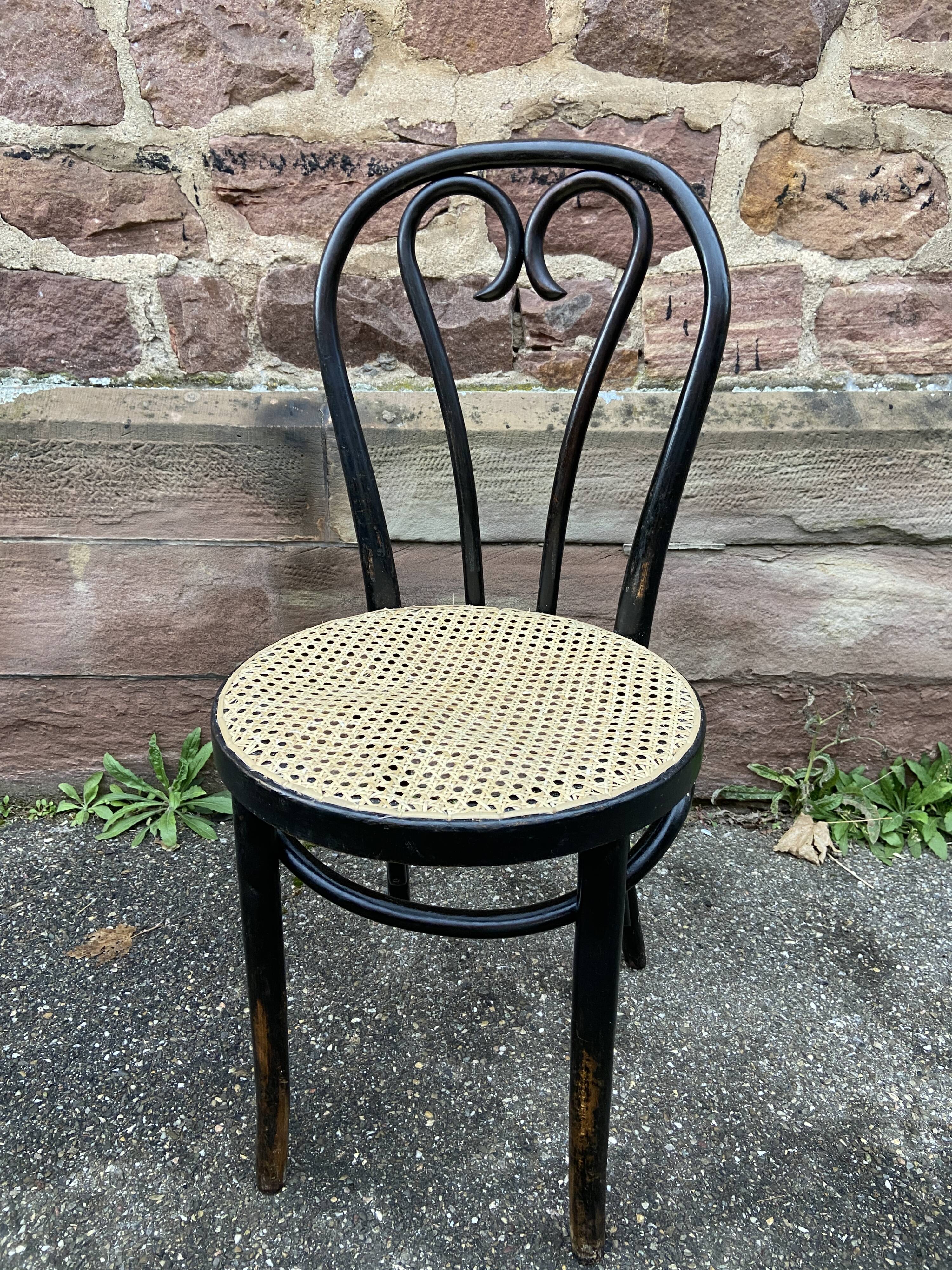 4 Thonet style bistro chairs in blackened curved wood