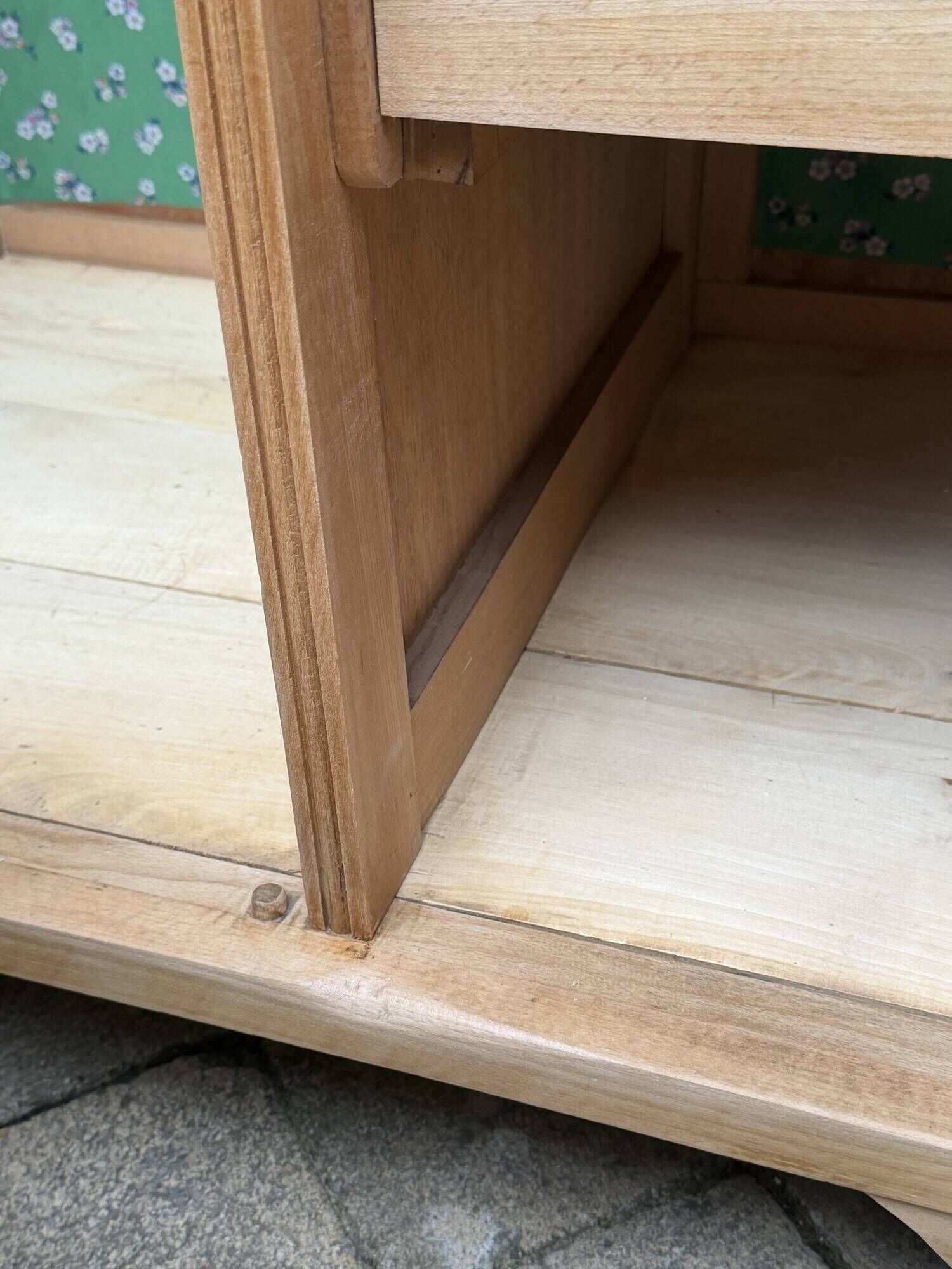 Parisian Art Deco wardrobe, renovated with raw wood.