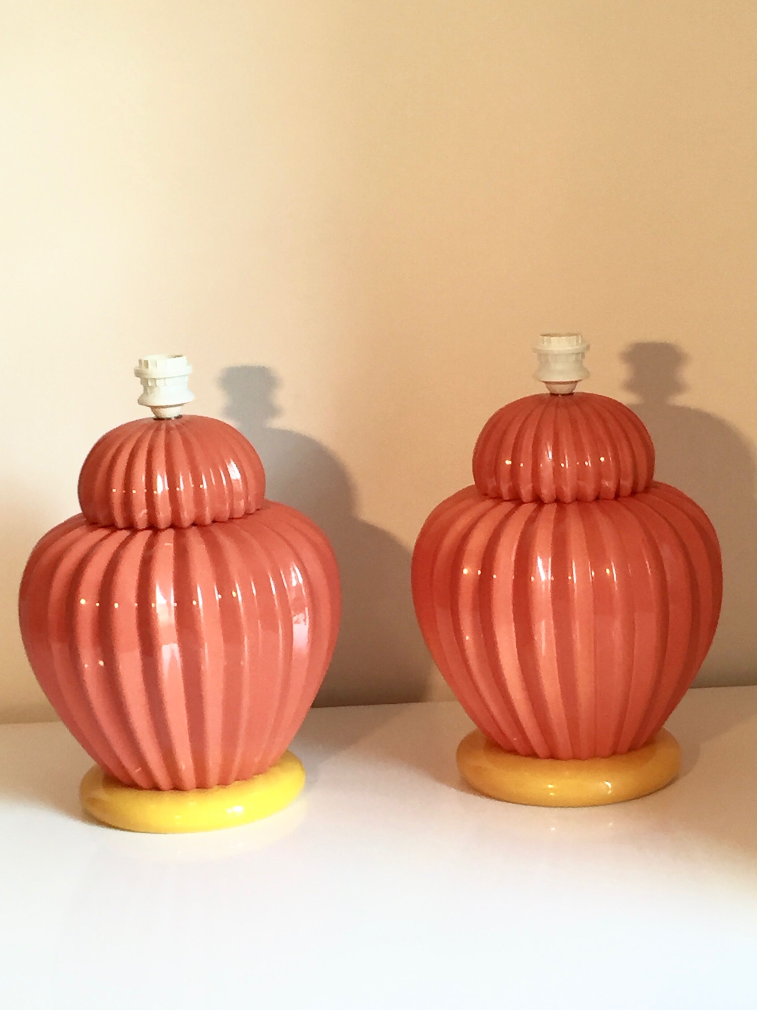 Pair of ceramic table lamp bases François Châtain France 1980s