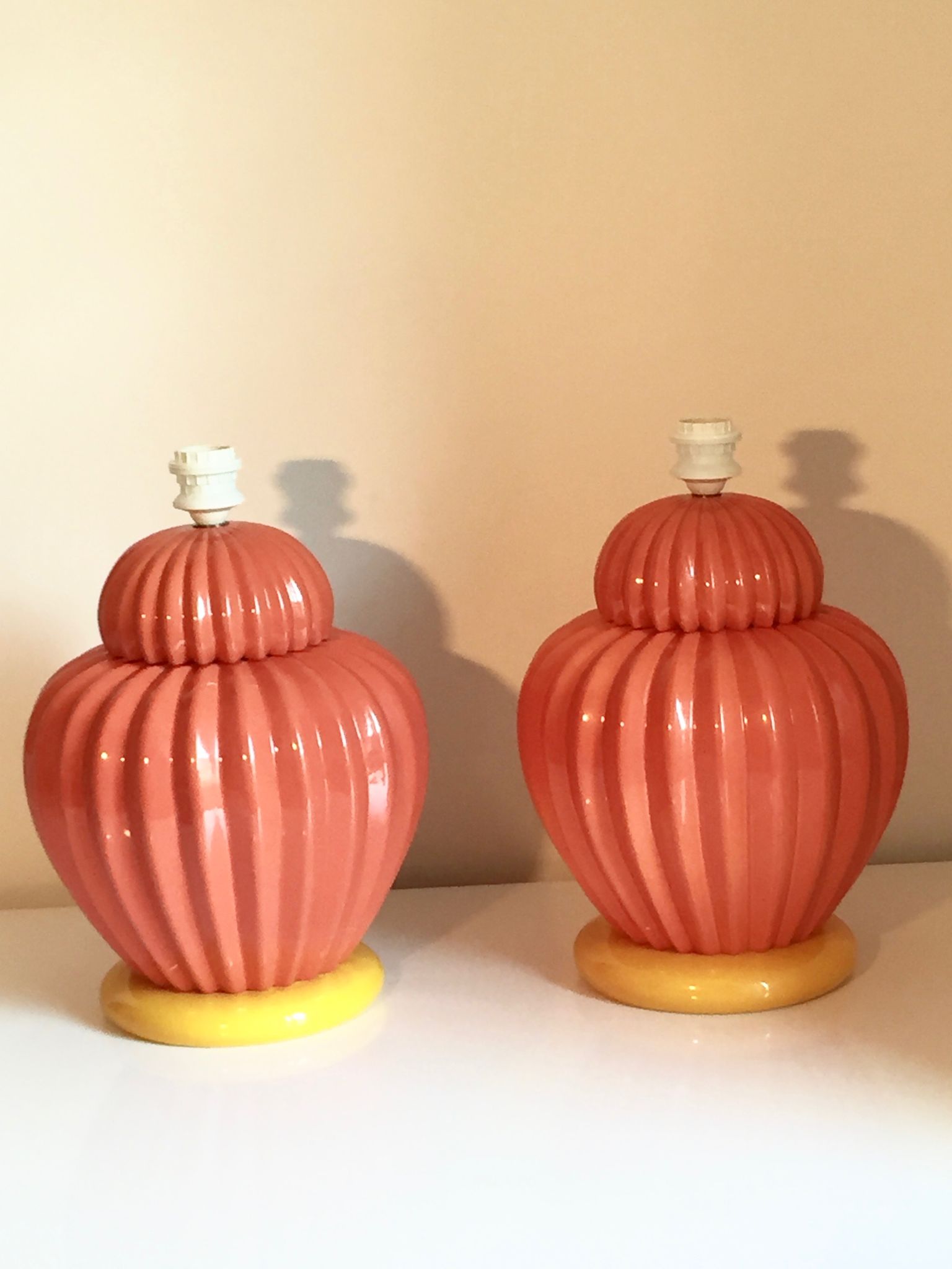 Pair of ceramic table lamp bases by François Châtain, France, 1980s.