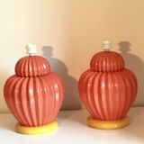 Pair of ceramic table lamp bases François Châtain France 1980s