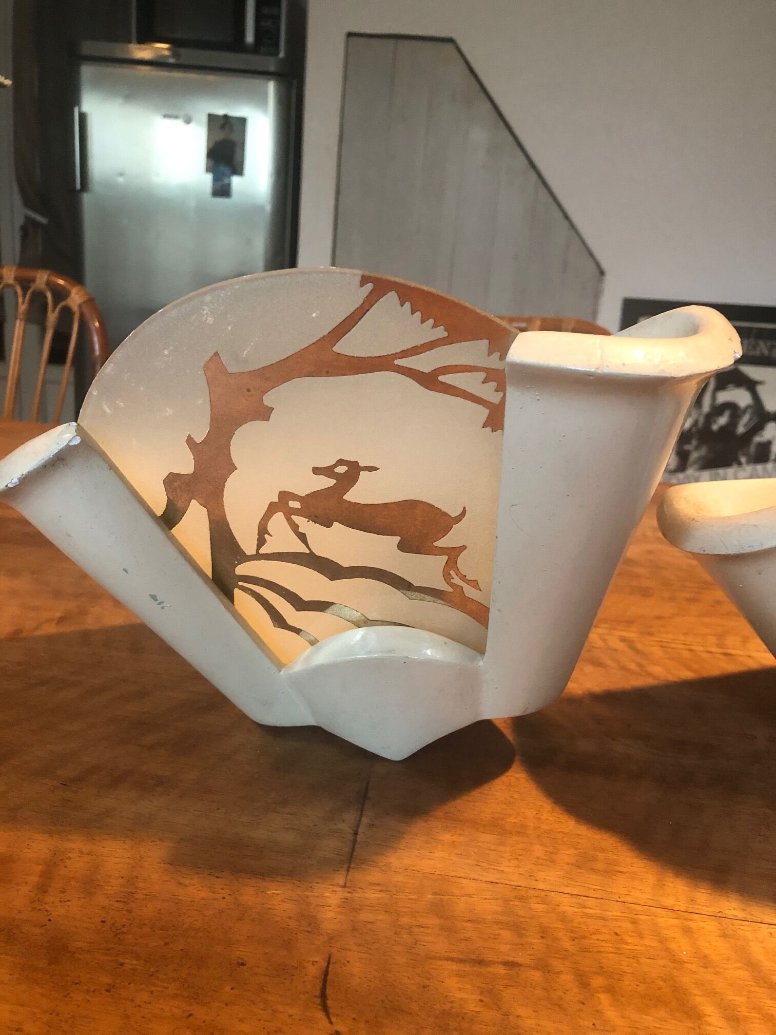 Pair of vasques wall light 1950 plaster