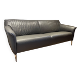 3 seater gray leather sofa