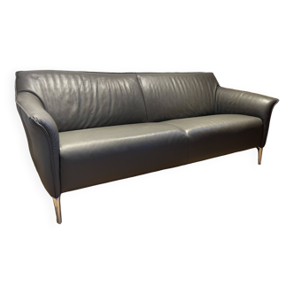 3 seater gray leather sofa