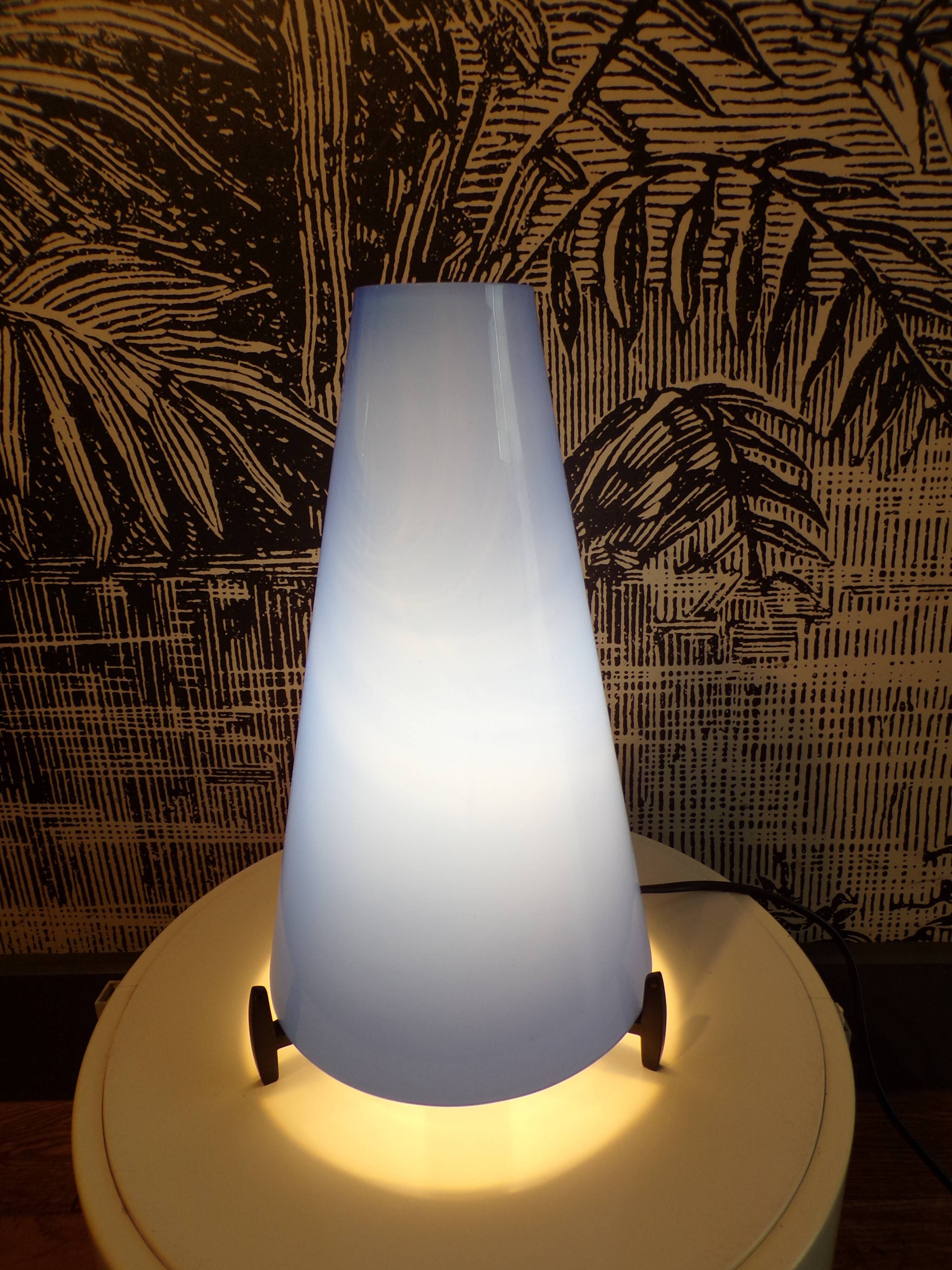 Blue glass tripod lamp 1980
