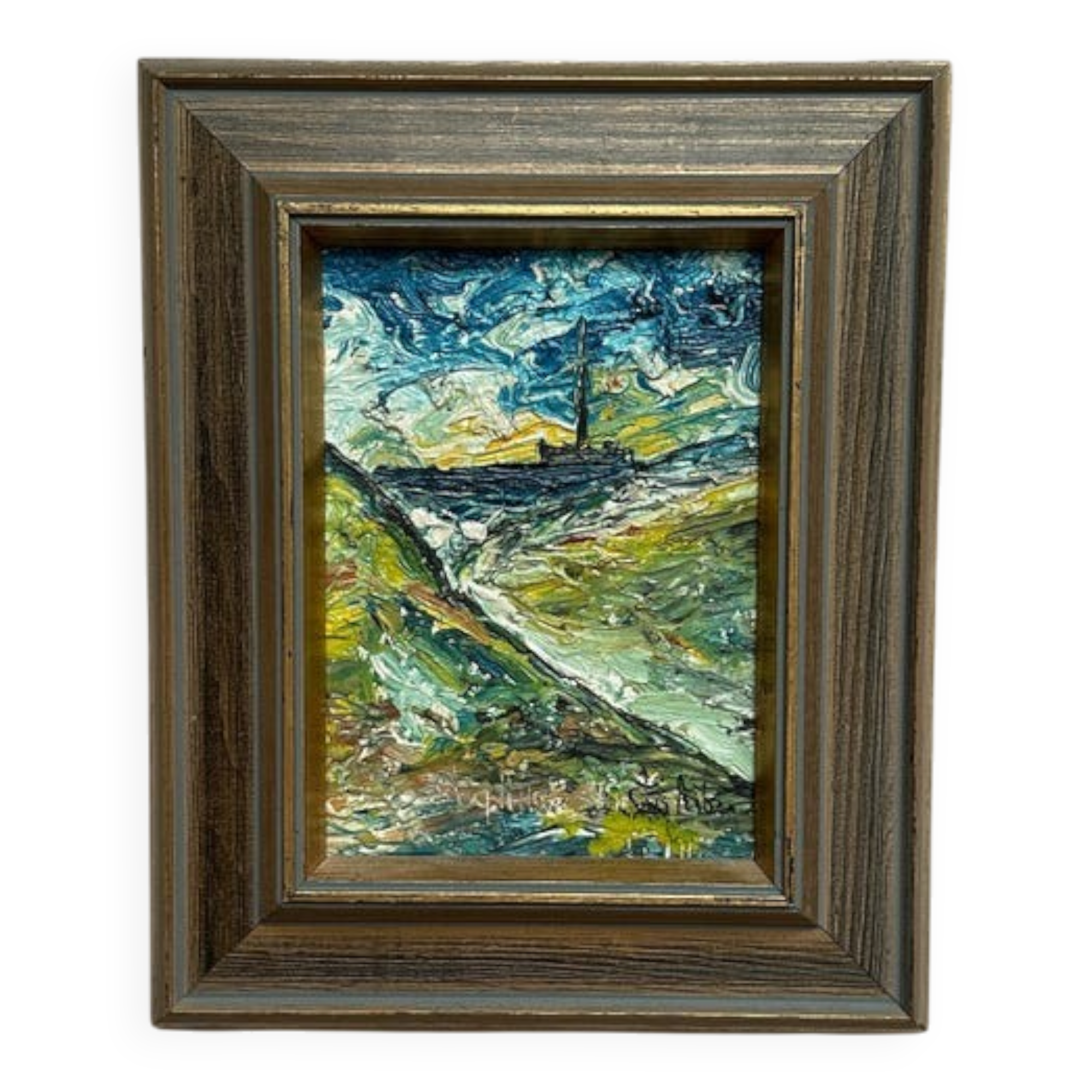 Mid-Century Oil on Panel “View” by Stig Allan,  Signed & Framed– 34 × 28 cm